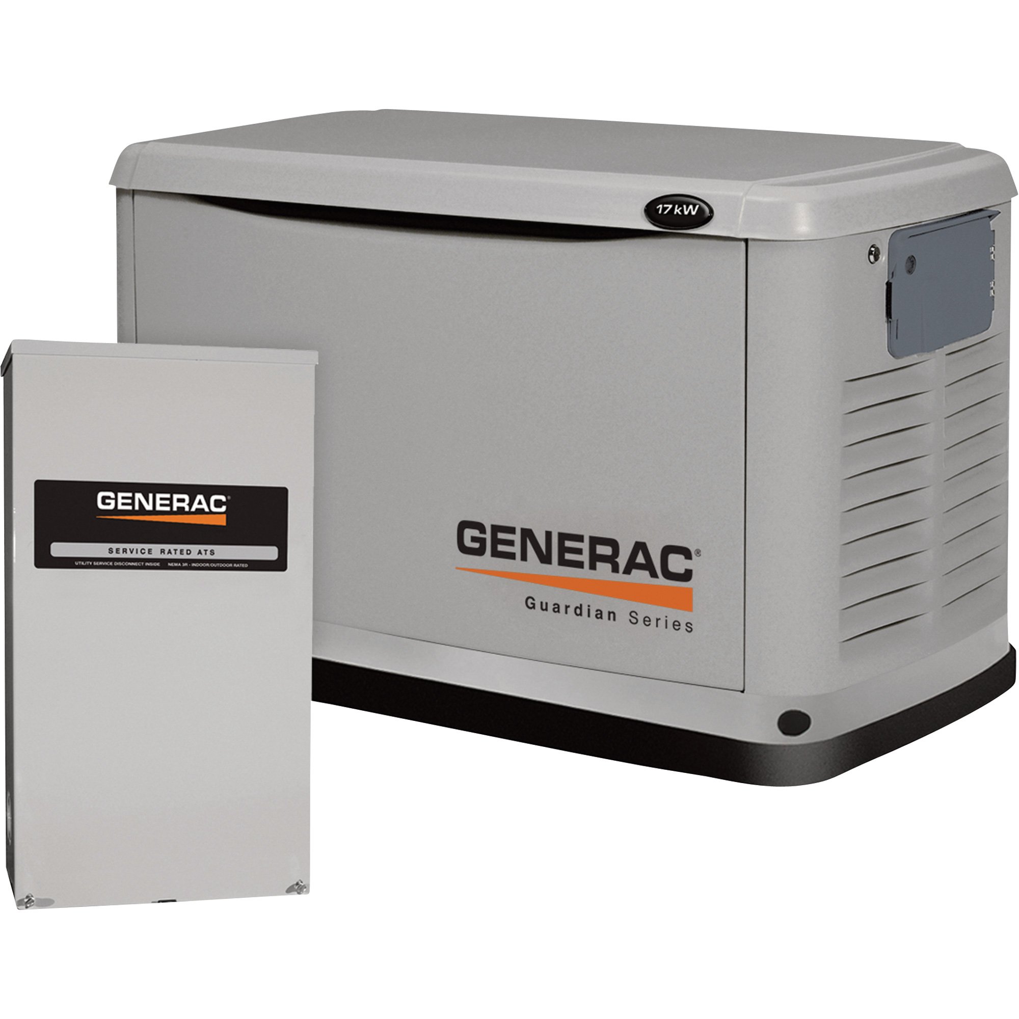 Please see replacement <b>Item# 45331</b>.Generac Guardian Air-Cooled Standby Generator — 17kW (LP)/16kW (NG), 200 Amp Service Rated Smart Switch, Model# 6243